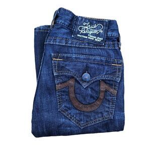 True Religion Jeans Size 29 Blue Leather Horshoe